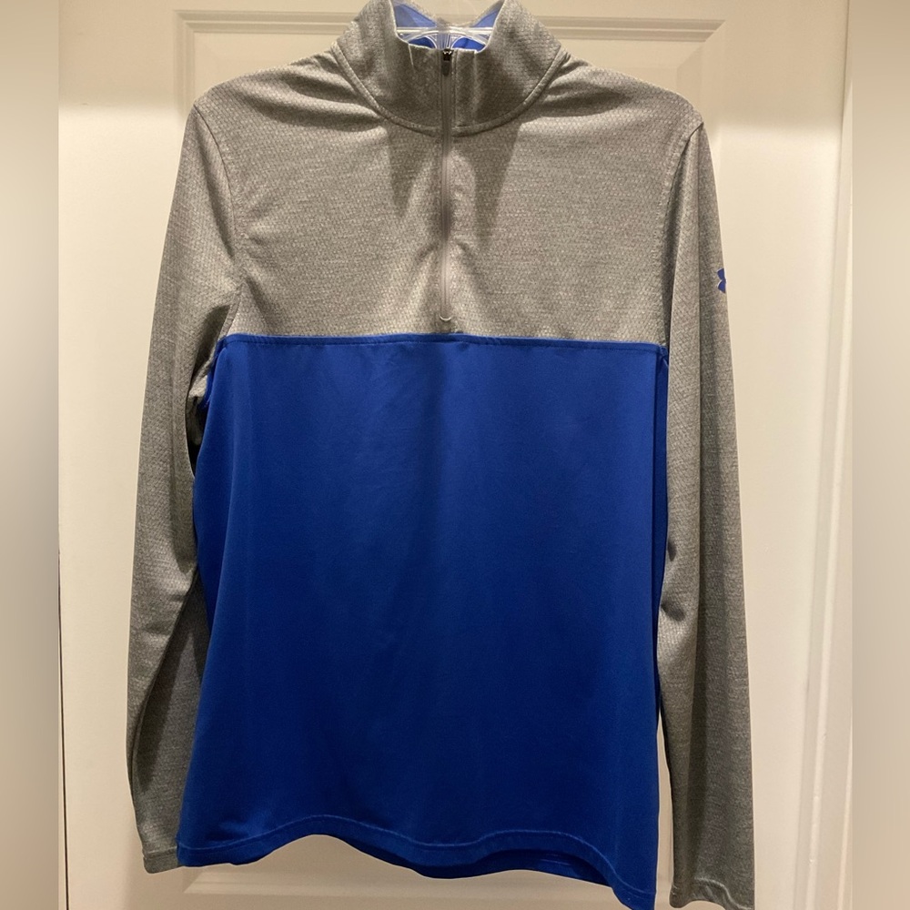 Men’s Under Armour Gray and Blue Quarter-Zip Pullover